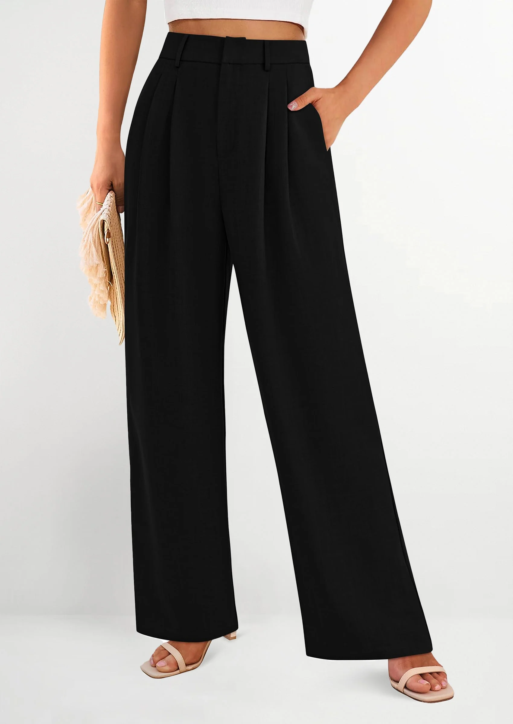 PRETTYGARDEN Women's Summer Elastic High Waisted Work Pants Straight Leg Dressy Business Casual Trousers Slacks Pockets - Image 12