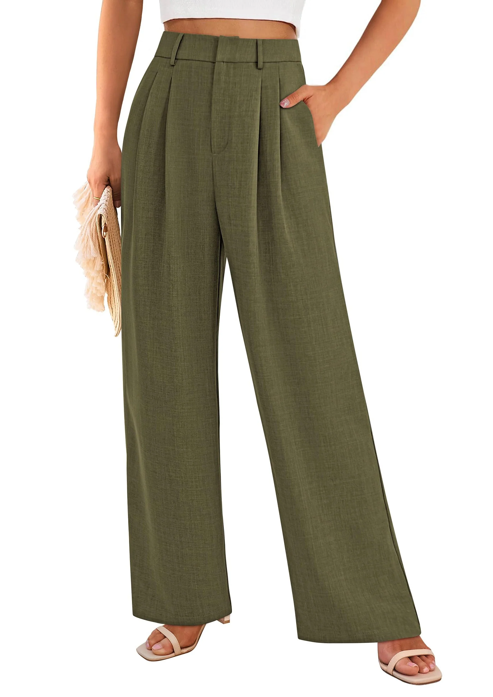 PRETTYGARDEN Women's Summer Elastic High Waisted Work Pants Straight Leg Dressy Business Casual Trousers Slacks Pockets - Image 23
