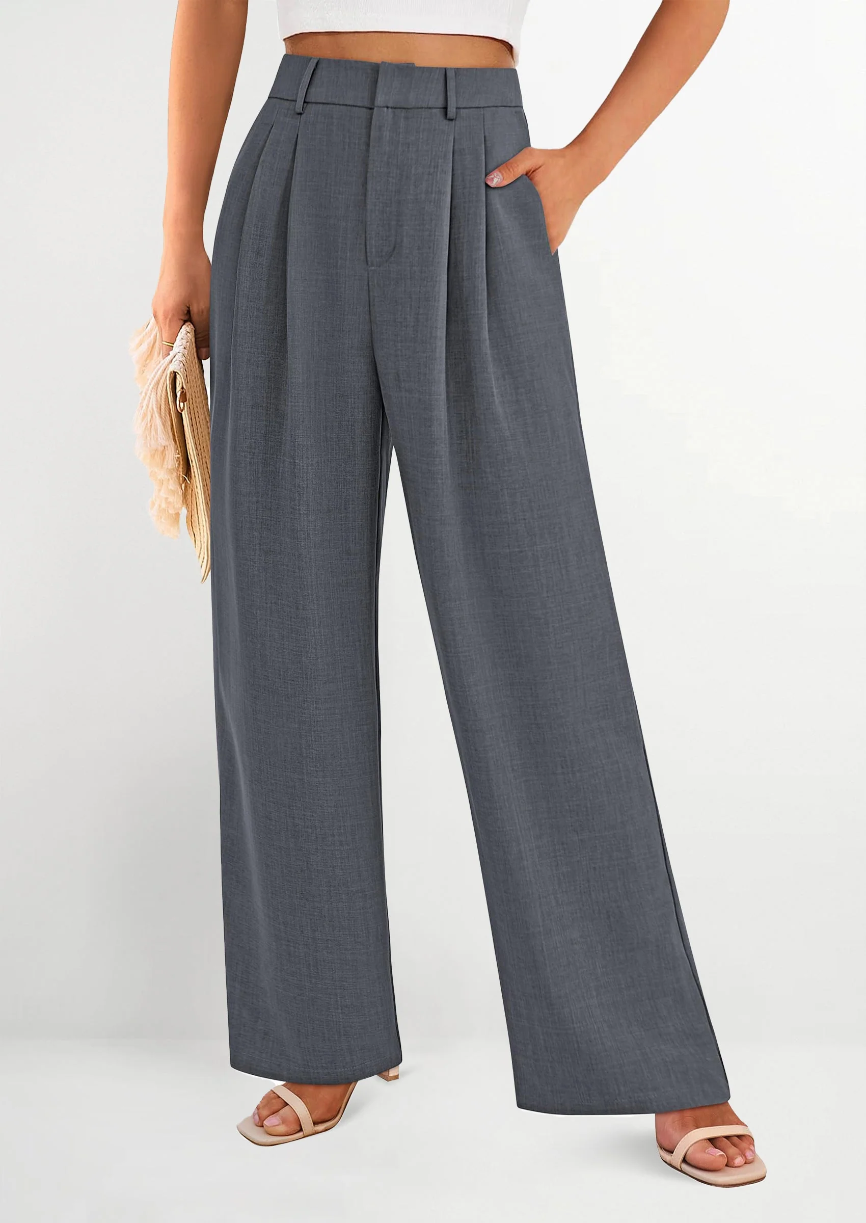 PRETTYGARDEN Women's Summer Elastic High Waisted Work Pants Straight Leg Dressy Business Casual Trousers Slacks Pockets - Image 27