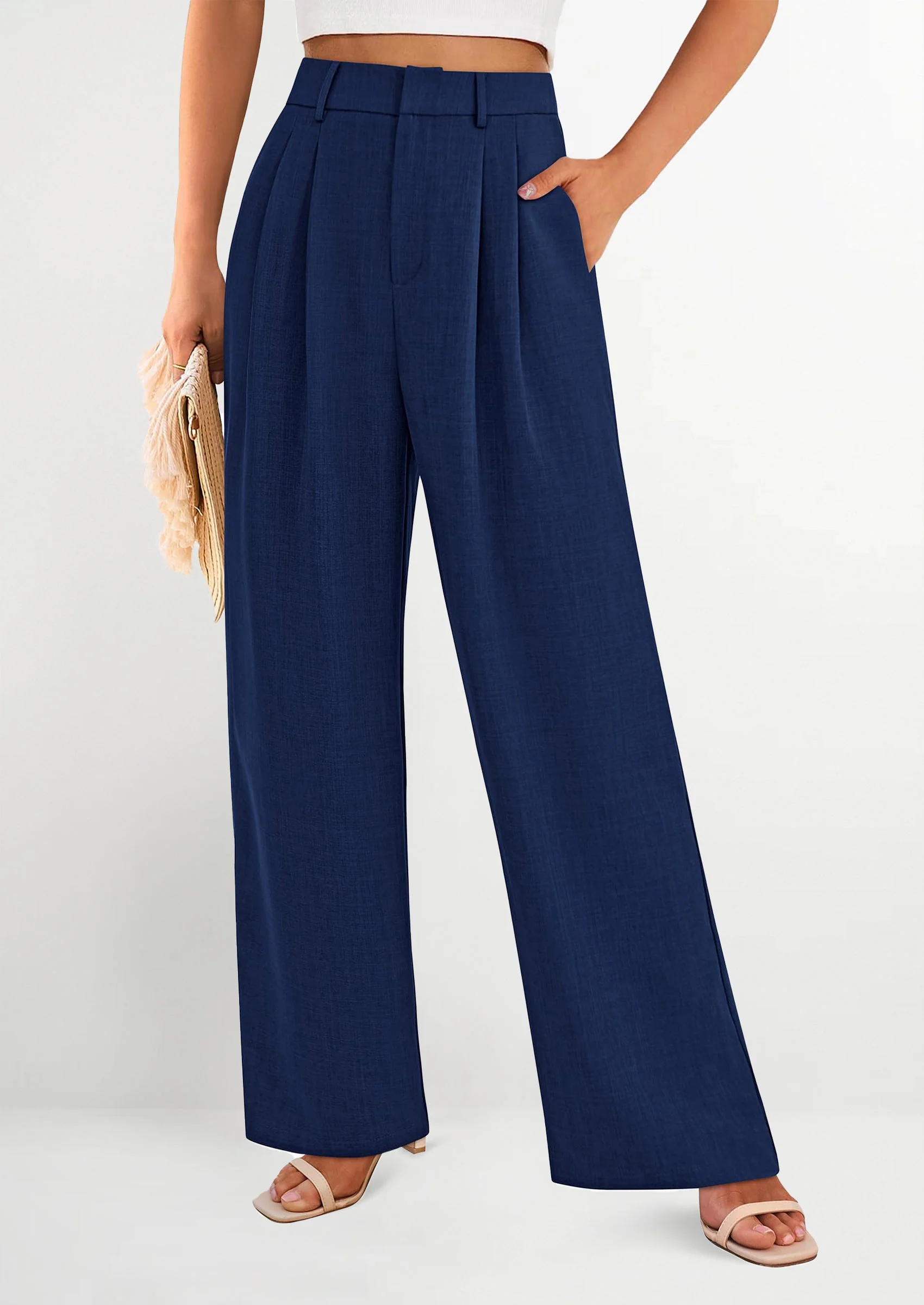 PRETTYGARDEN Women's Summer Elastic High Waisted Work Pants Straight Leg Dressy Business Casual Trousers Slacks Pockets - Image 32