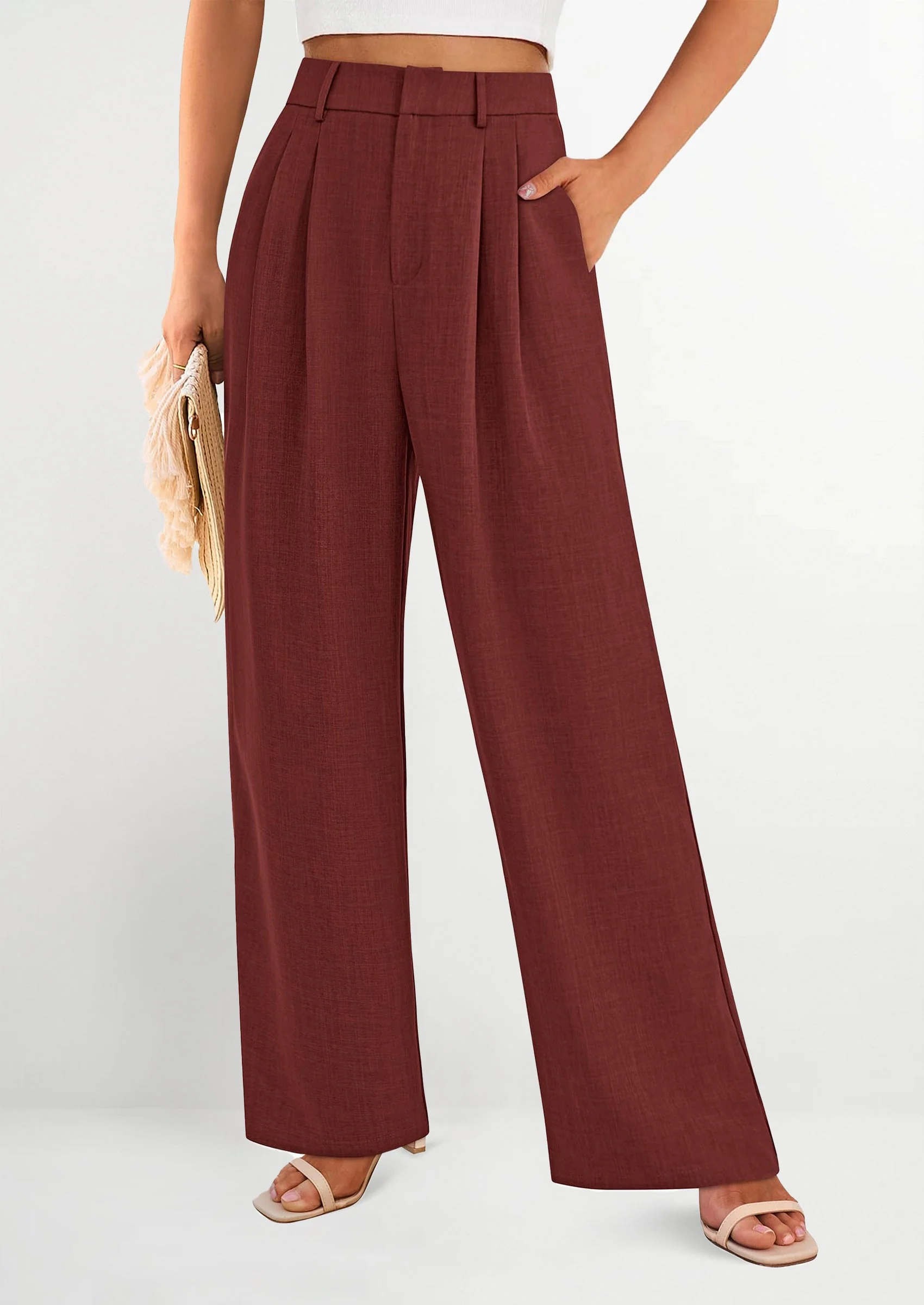PRETTYGARDEN Women's Summer Elastic High Waisted Work Pants Straight Leg Dressy Business Casual Trousers Slacks Pockets - Image 37