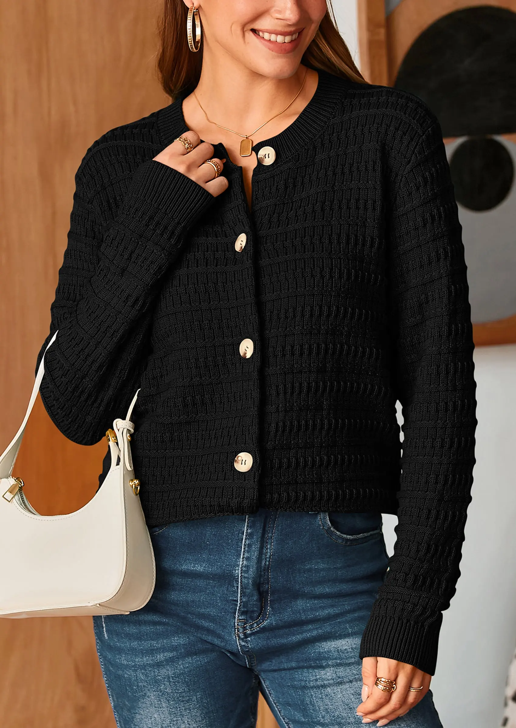 PRETTYGARDEN Women's Knit Cardigan Sweaters Casual Long Sleeve Open Front Button Down Trendy Jackets Outerwear - Image 22