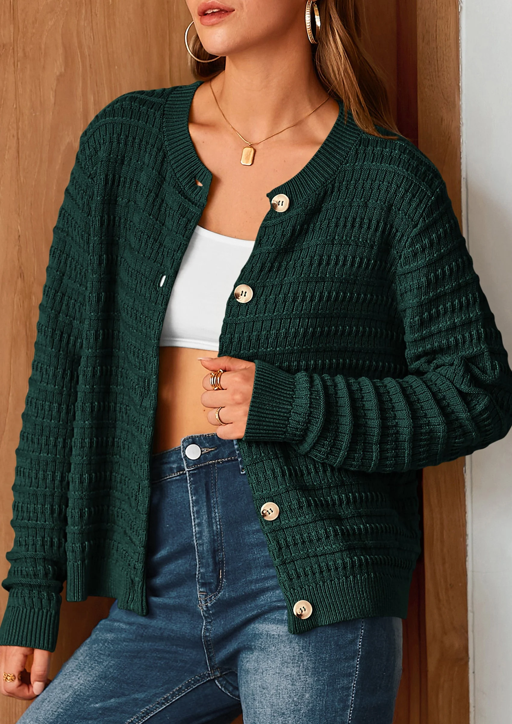 PRETTYGARDEN Women's Knit Cardigan Sweaters Casual Long Sleeve Open Front Button Down Trendy Jackets Outerwear - Image 81