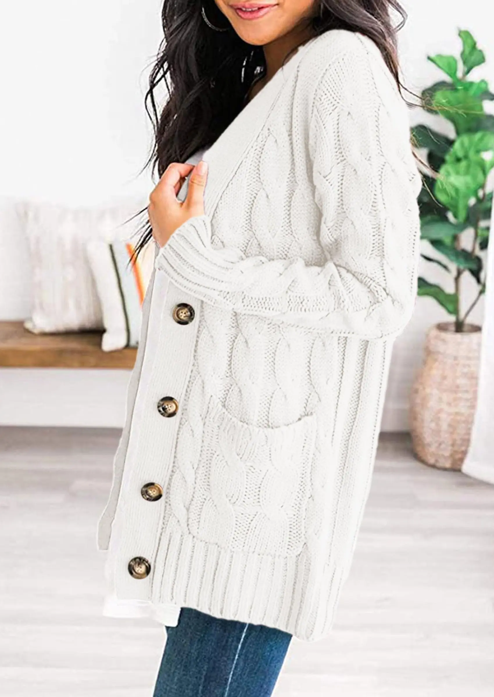 PRETTYGARDEN Women's Open Front Cardigan Sweaters Fall Fashion Button Down Cable Knit Chunky Winter Outerwear Coats - Image 24