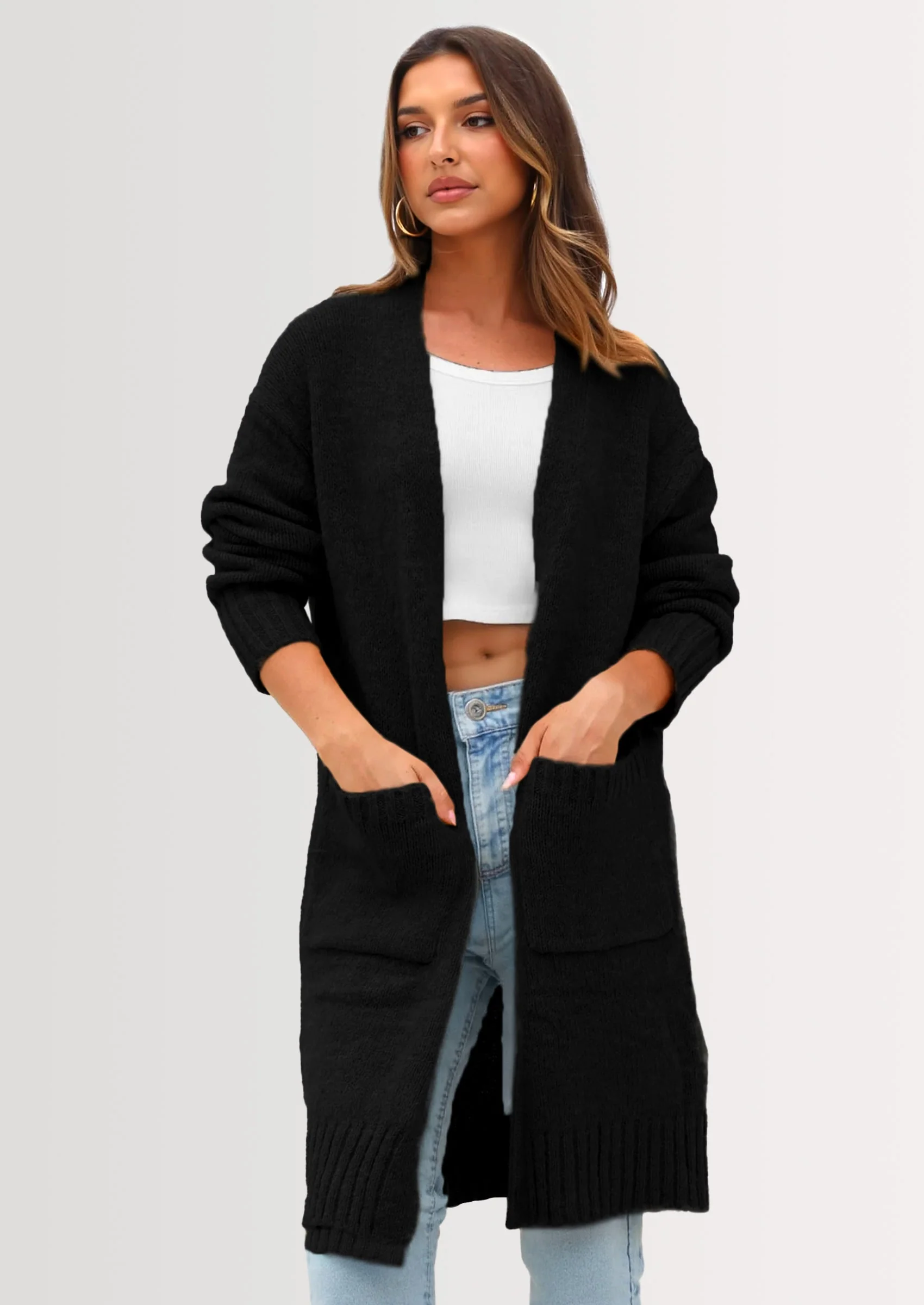 PRETTYGARDEN Fall Long Sleeve Cardigan Sweaters for Women Trendy Winter Open Front Loose Knitted Cardigans with Pockets - Image 23