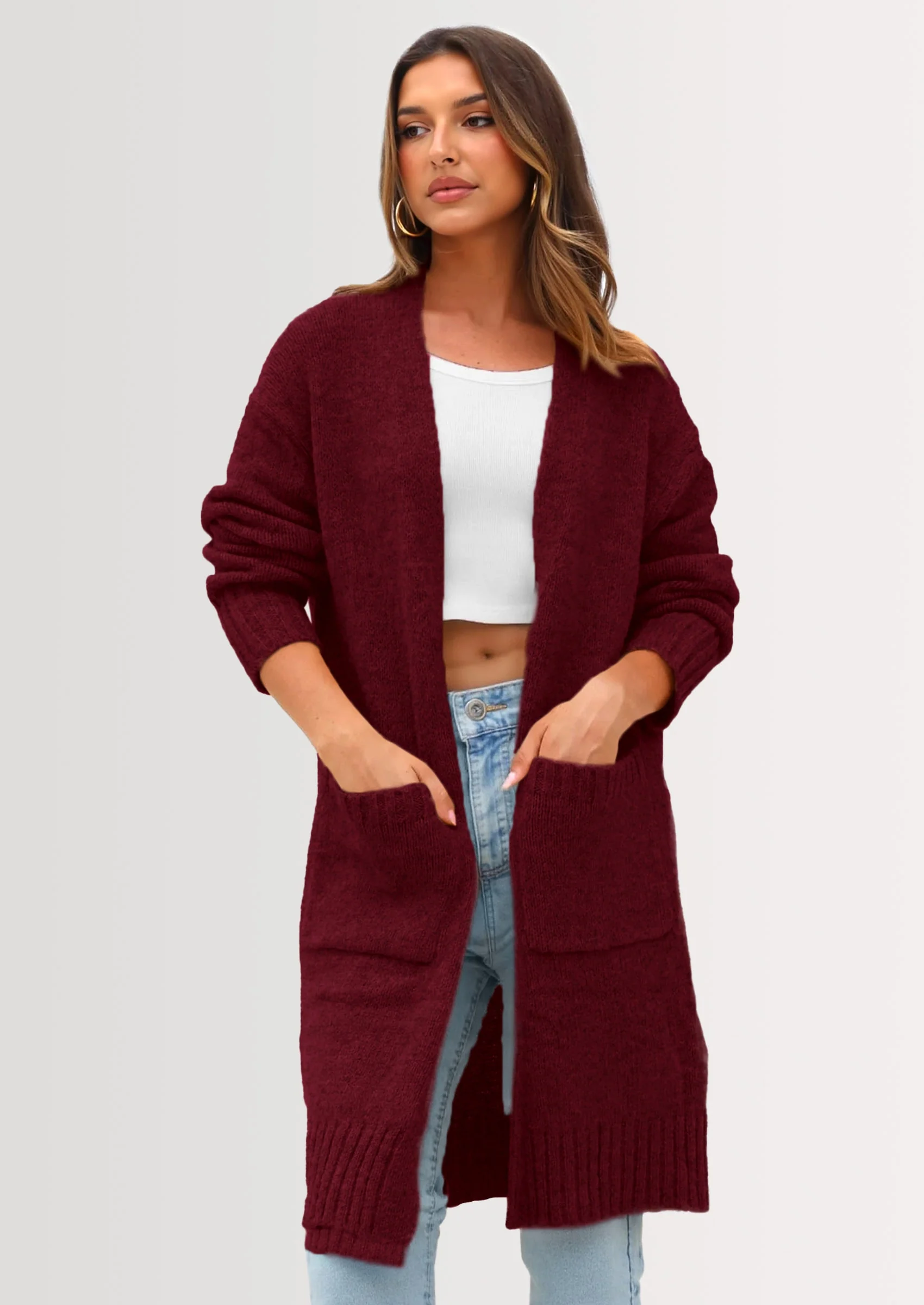 PRETTYGARDEN Fall Long Sleeve Cardigan Sweaters for Women Trendy Winter Open Front Loose Knitted Cardigans with Pockets - Image 51