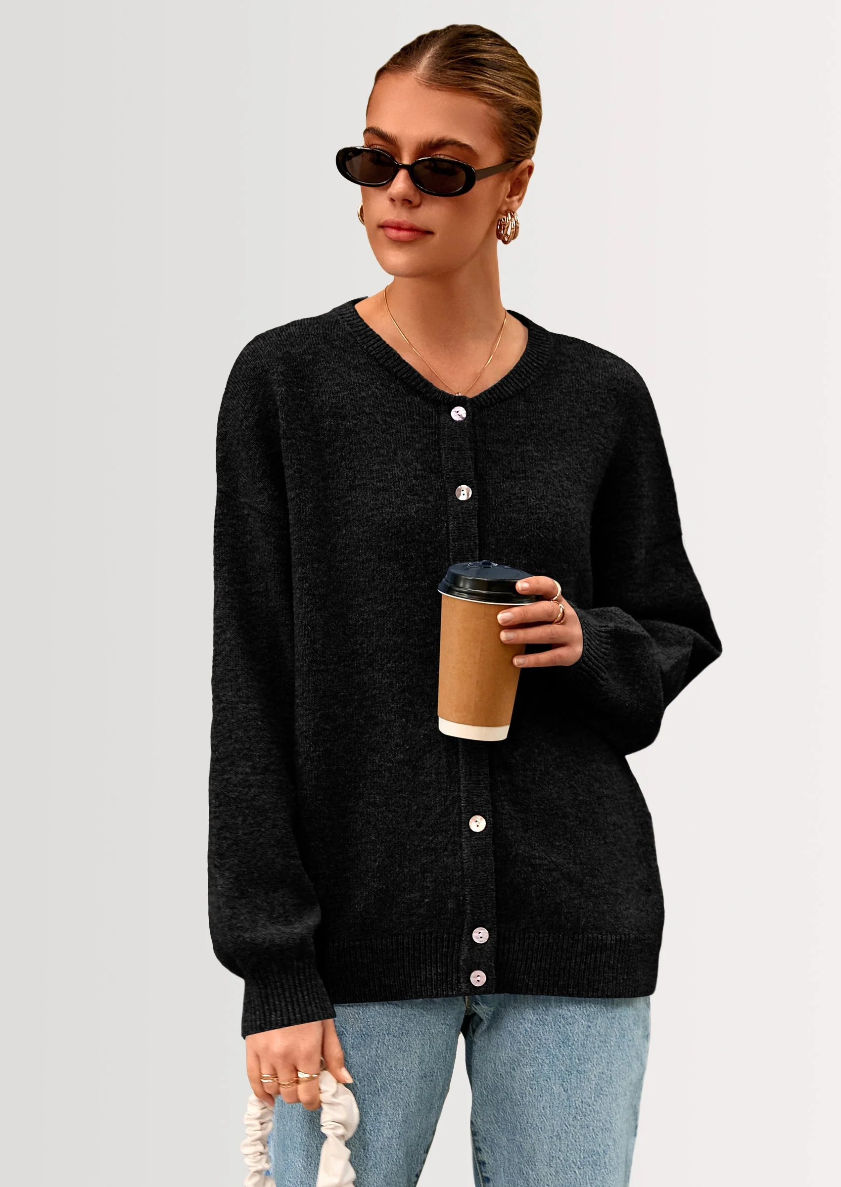 PRETTYGARDEN Fall Long Sleeve Cardigans for Women Trendy Open Front Winter Button Down Crewneck Soft Knit Sweater Jacket - Image 27