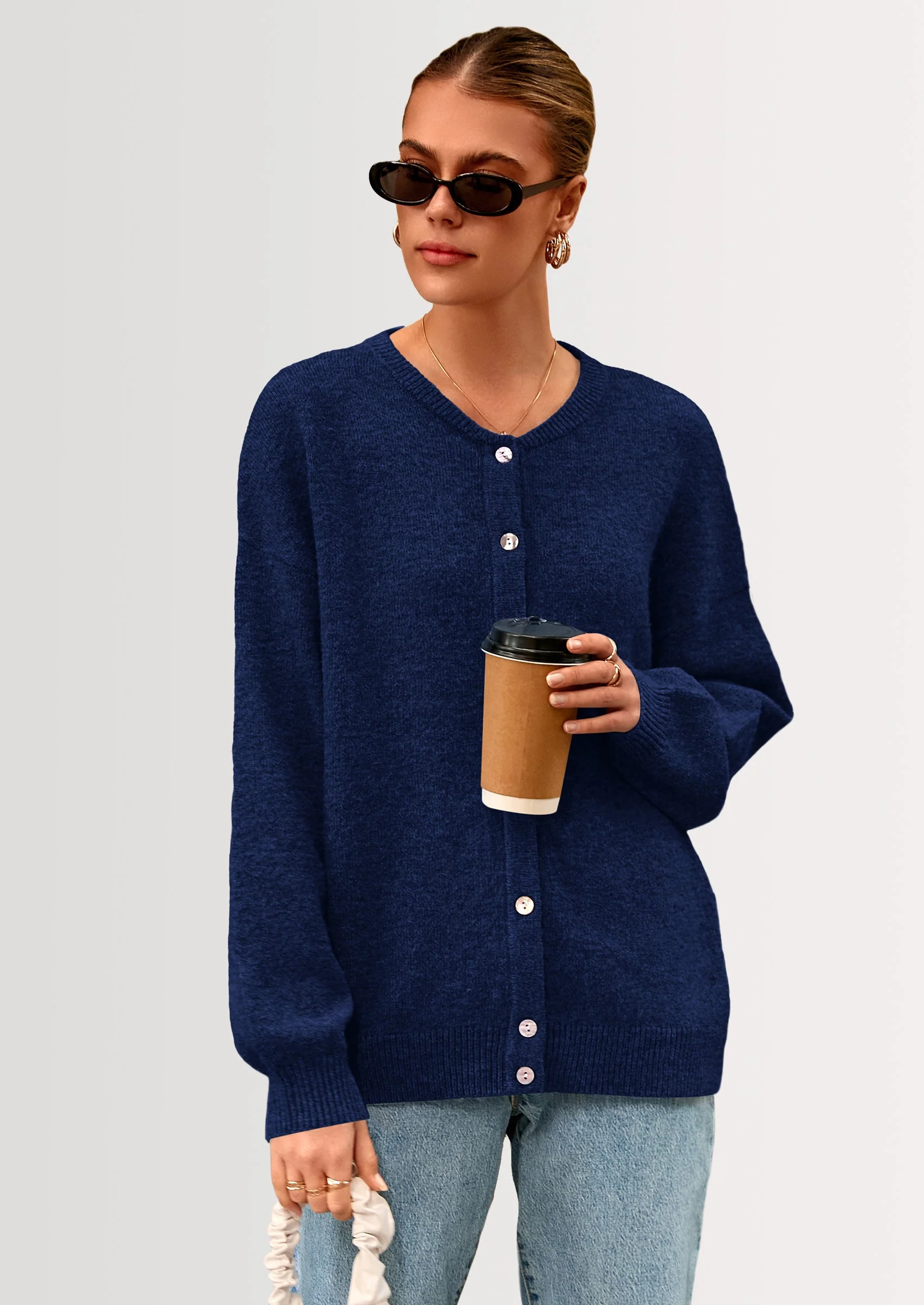 PRETTYGARDEN Fall Long Sleeve Cardigans for Women Trendy Open Front Winter Button Down Crewneck Soft Knit Sweater Jacket - Image 35