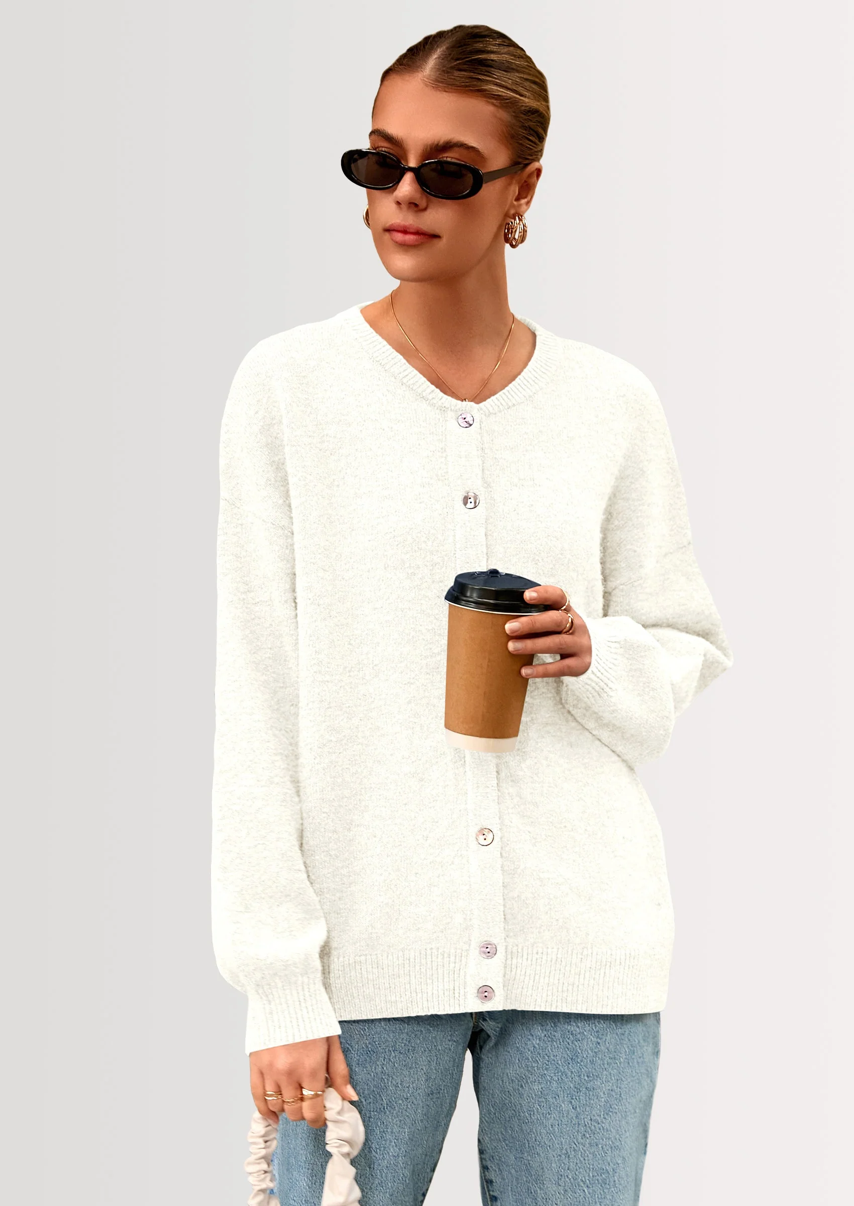 PRETTYGARDEN Fall Long Sleeve Cardigans for Women Trendy Open Front Winter Button Down Crewneck Soft Knit Sweater Jacket - Image 58
