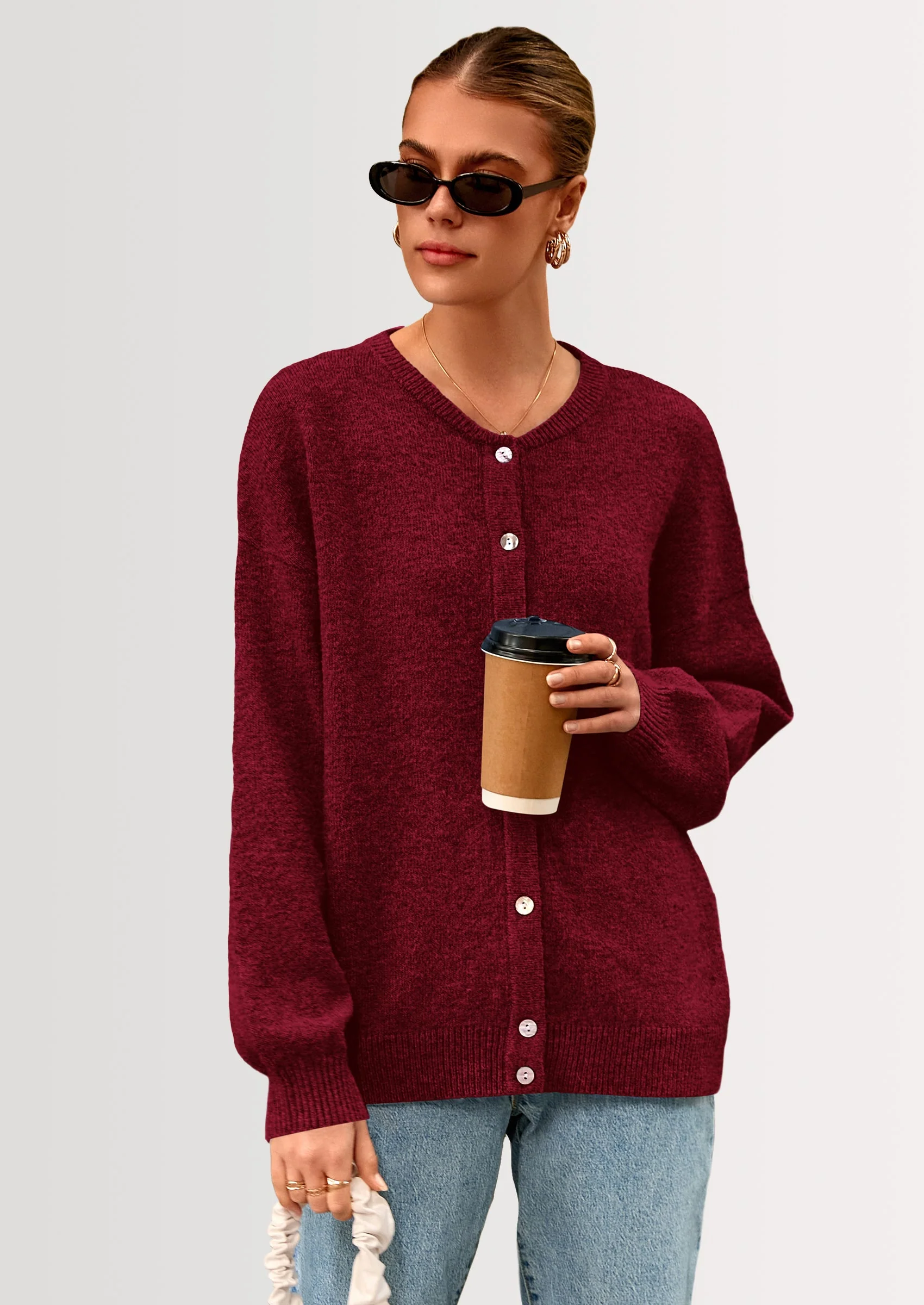 PRETTYGARDEN Fall Long Sleeve Cardigans for Women Trendy Open Front Winter Button Down Crewneck Soft Knit Sweater Jacket - Image 9