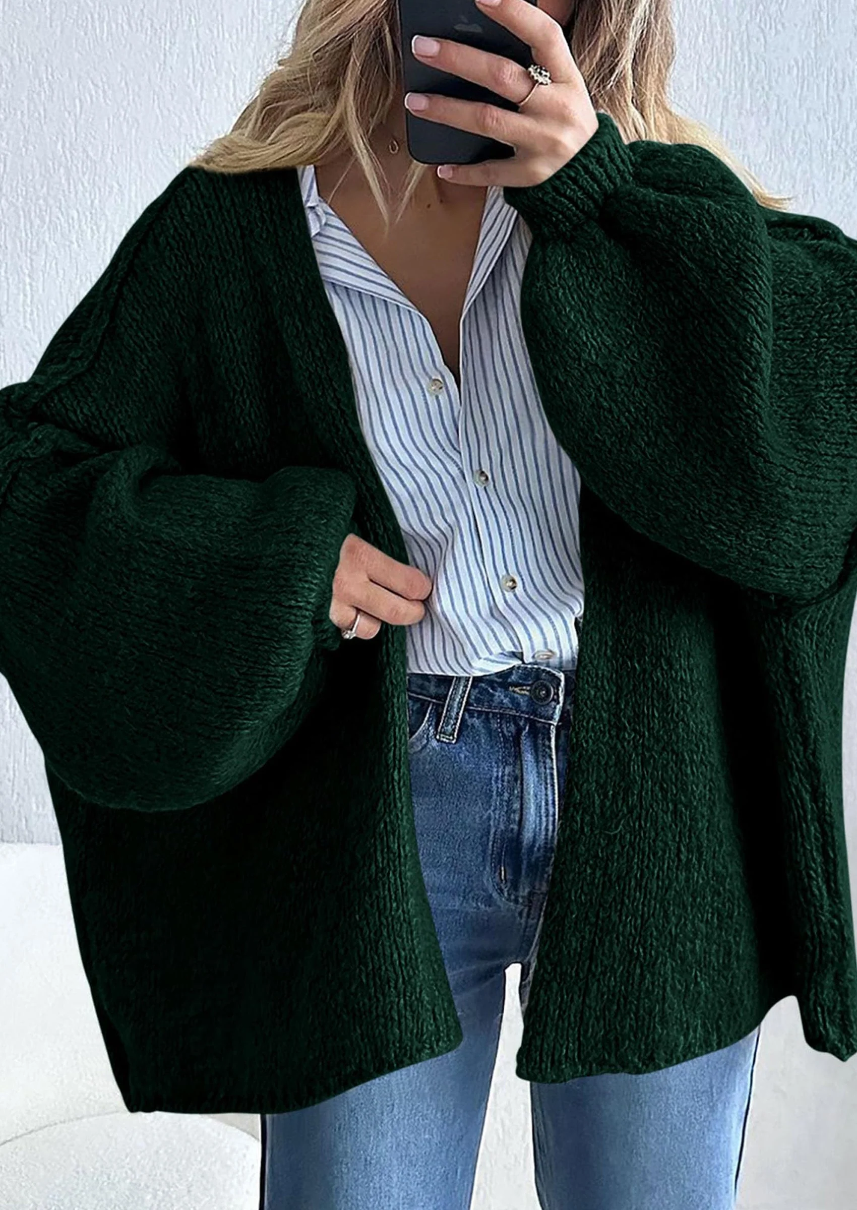 PRETTYGARDEN Womens Oversized Cardigan Sweaters Fall Long Lantern Sleeve Knit Open Front Lightweight Sweater - Image 111