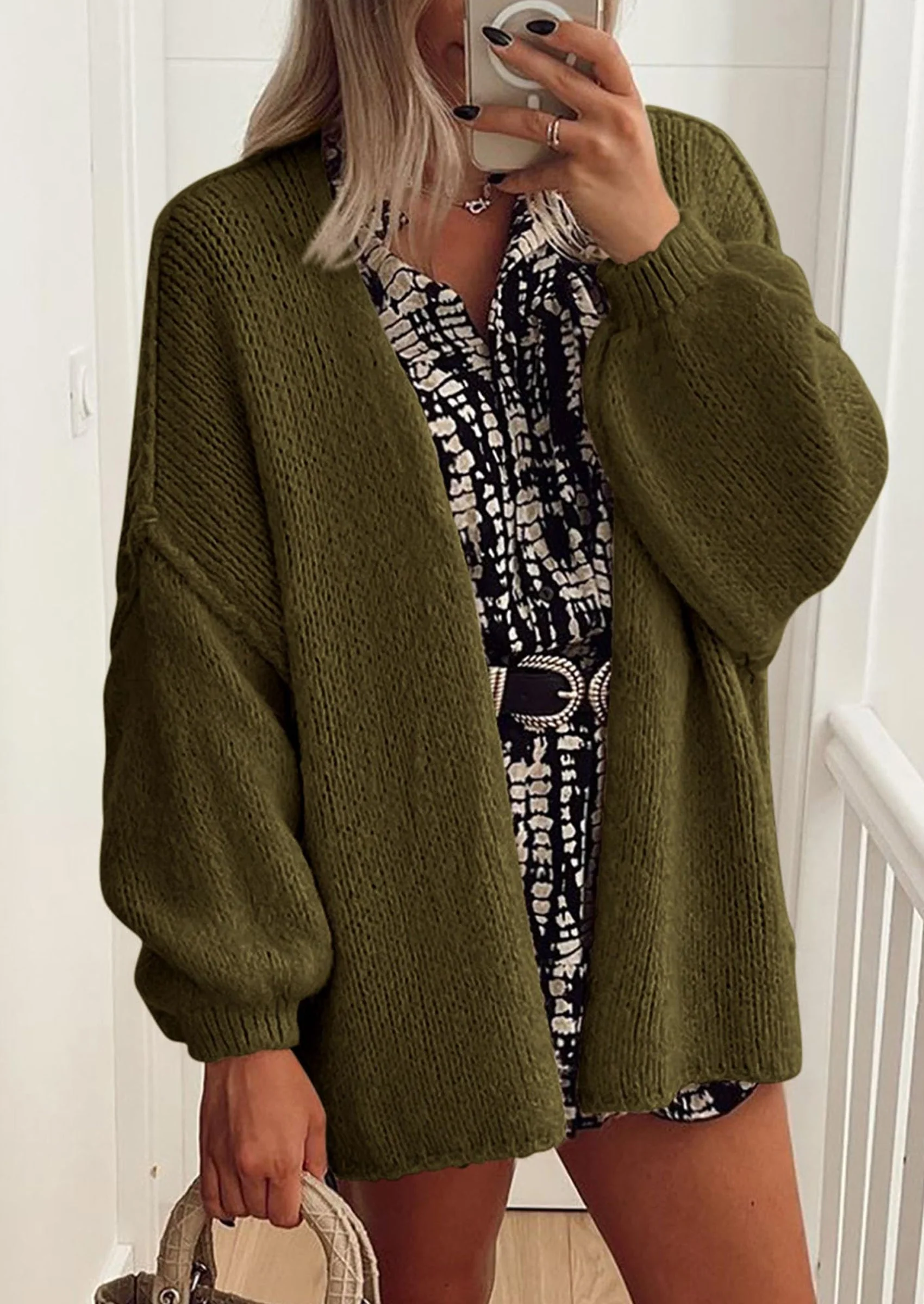 PRETTYGARDEN Womens Oversized Cardigan Sweaters Fall Long Lantern Sleeve Knit Open Front Lightweight Sweater - Image 13