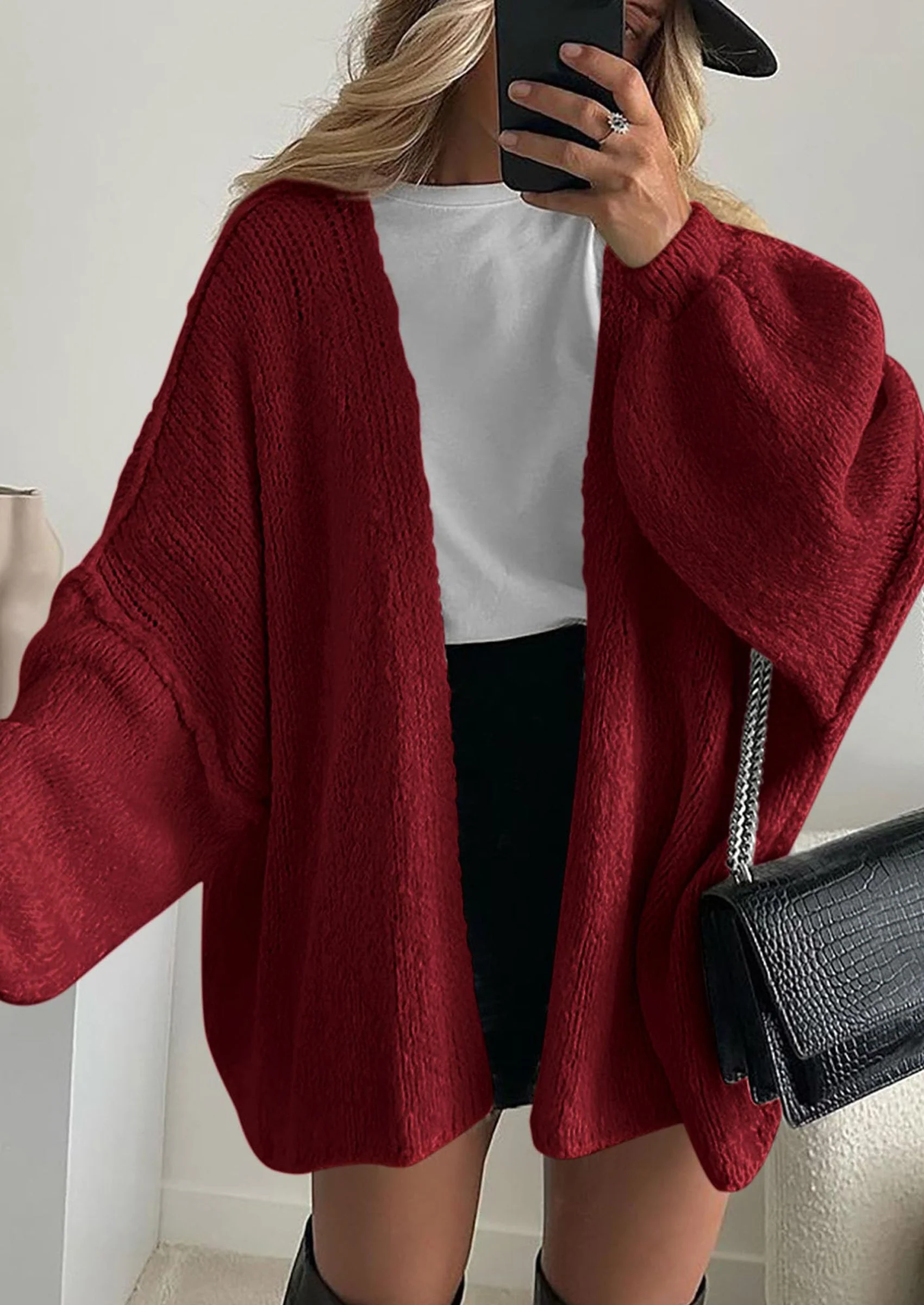 PRETTYGARDEN Womens Oversized Cardigan Sweaters Fall Long Lantern Sleeve Knit Open Front Lightweight Sweater - Image 152
