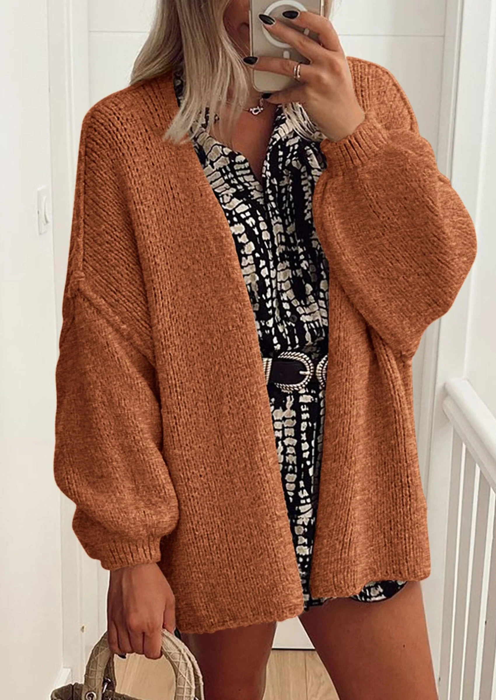 PRETTYGARDEN Womens Oversized Cardigan Sweaters Fall Long Lantern Sleeve Knit Open Front Lightweight Sweater - Image 29