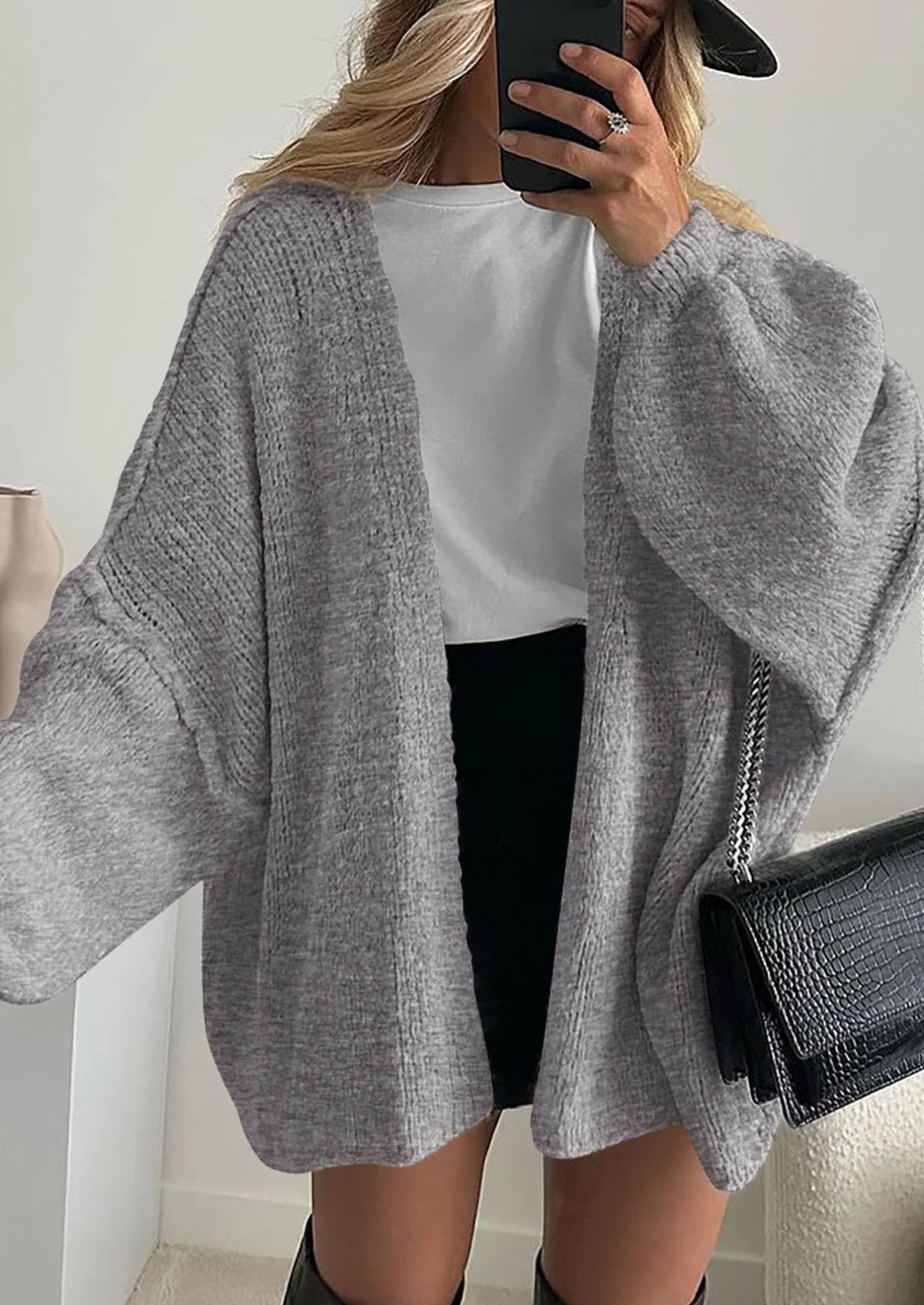 PRETTYGARDEN Womens Oversized Cardigan Sweaters Fall Long Lantern Sleeve Knit Open Front Lightweight Sweater - Image 60