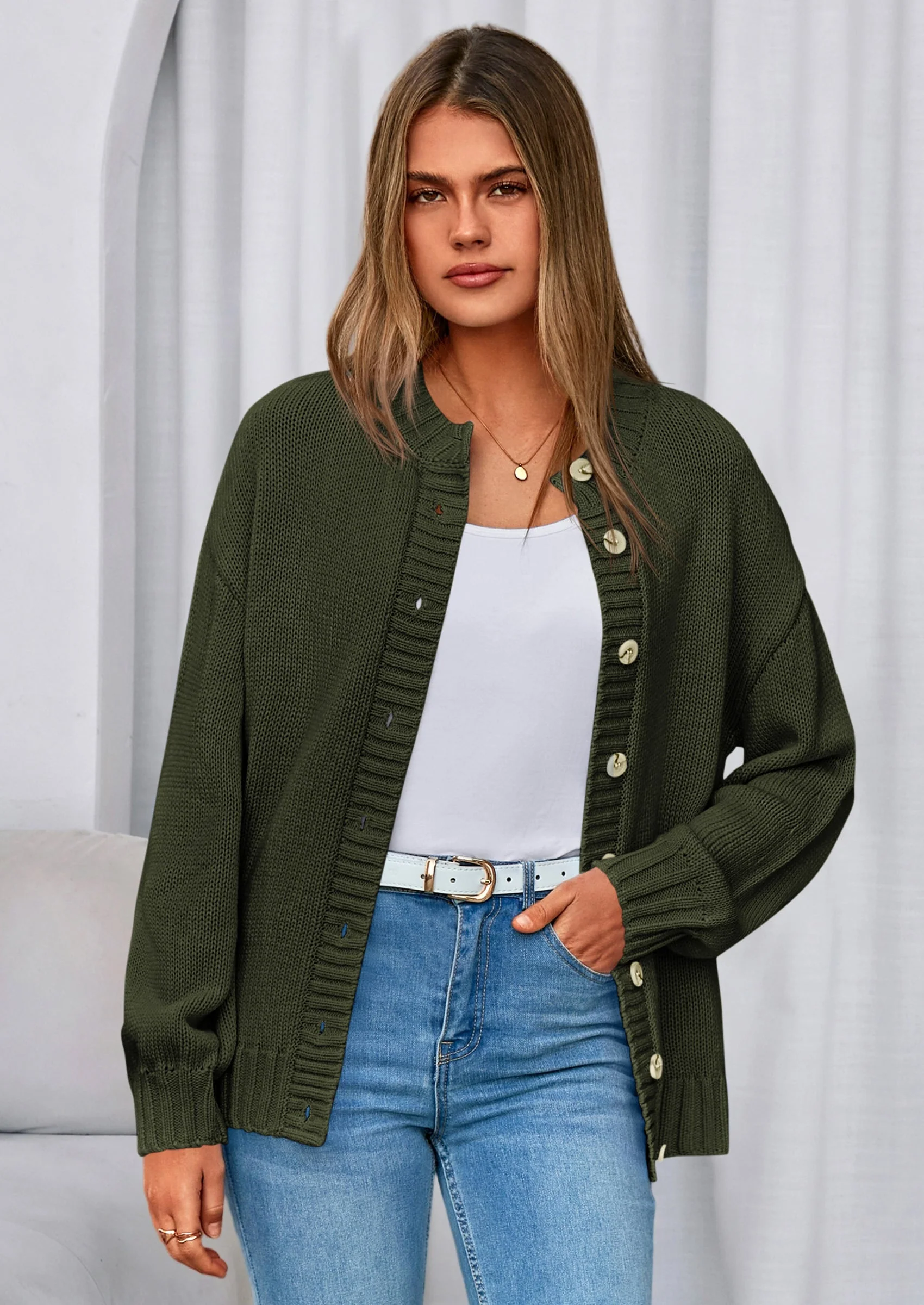 PRETTYGARDEN Women's Winter Cardigan Sweaters Trendy Chunky Knit Long Sleeve Button Up Casual Warm Fall Jackets Coats - Image 12