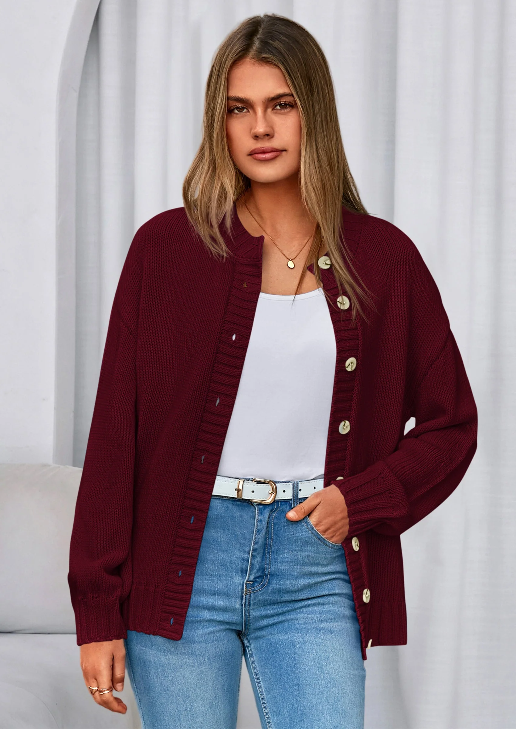 PRETTYGARDEN Women's Winter Cardigan Sweaters Trendy Chunky Knit Long Sleeve Button Up Casual Warm Fall Jackets Coats - Image 7