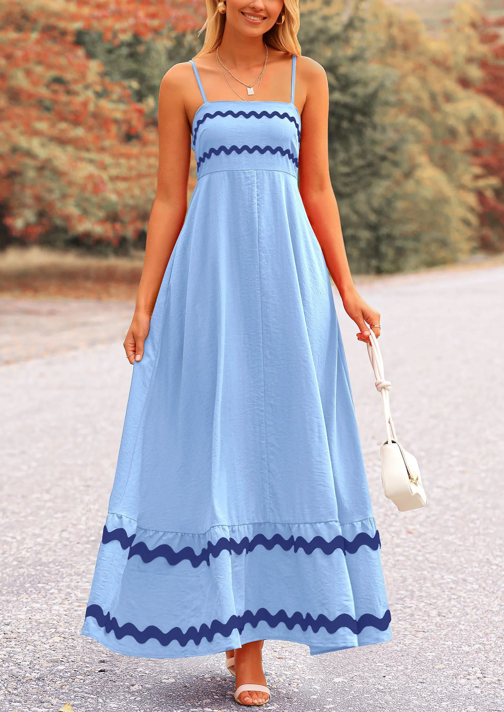 PRETTYGARDEN Women's Summer Flowy Maxi Dress Casual Sleeveless Spaghetti Strap Ruffle Beach Long Dresses - Image 6