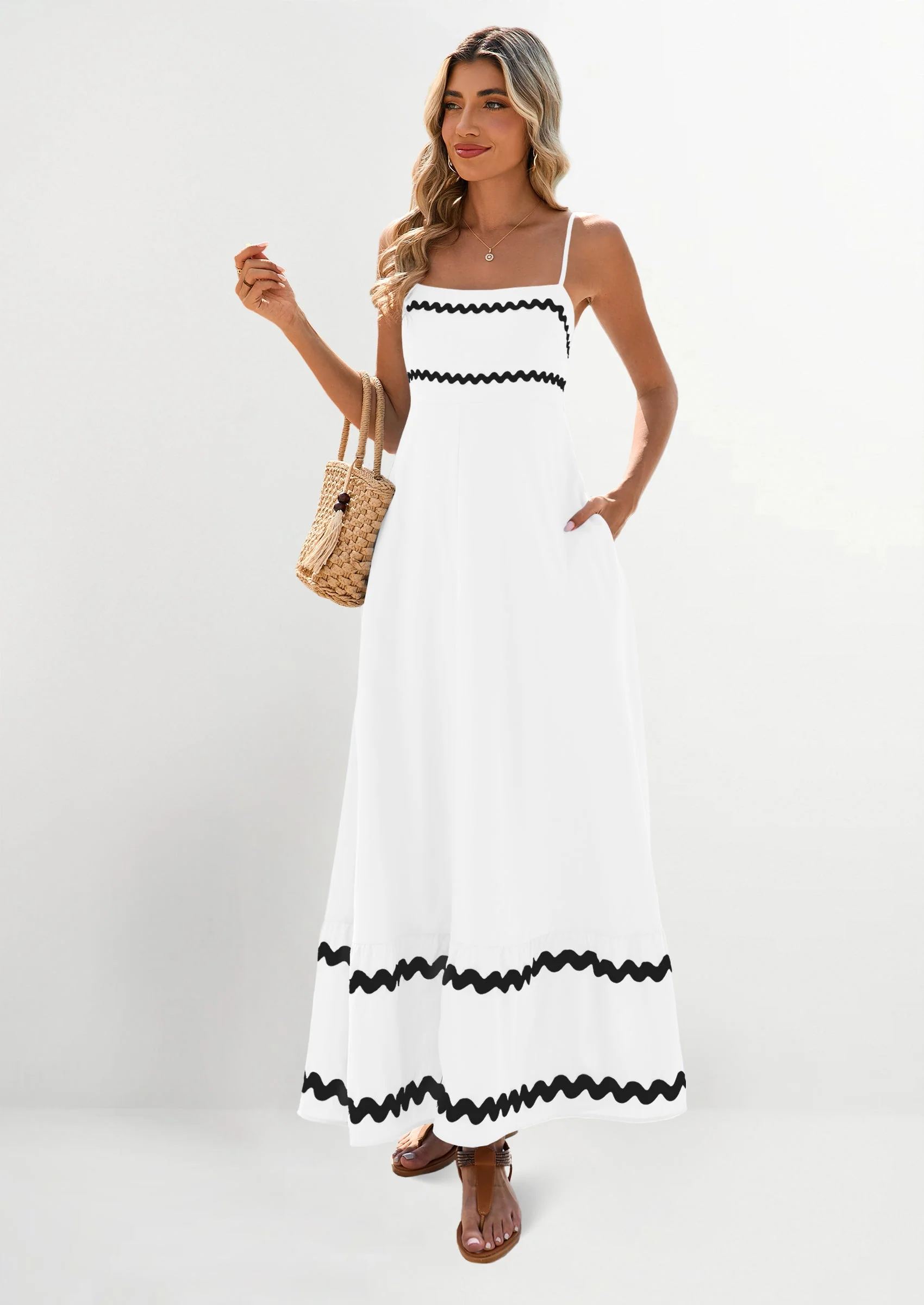 PRETTYGARDEN Women's Summer Flowy Maxi Dress Casual Sleeveless Spaghetti Strap Ruffle Beach Long Dresses - Image 8