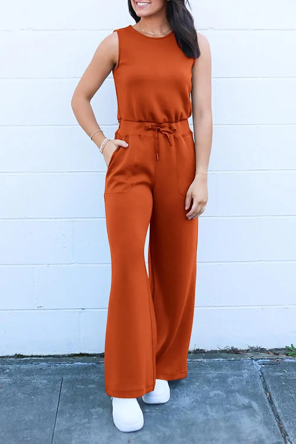 PRETTYGARDEN Womens Jumpsuits Summer Casual One Piece Outfits Sleeveless Wide Leg Long Pants Rompers - Image 29