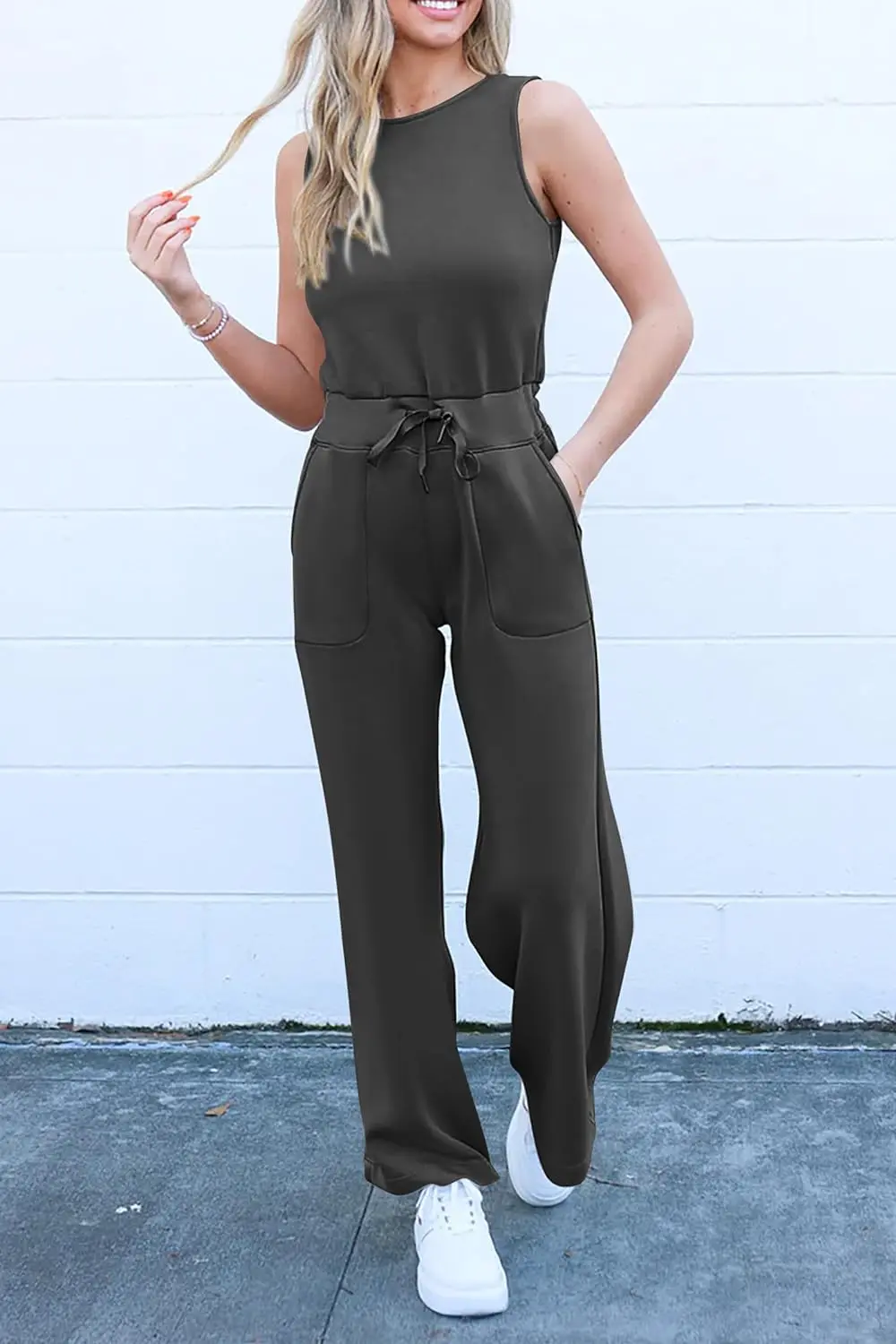 PRETTYGARDEN Womens Jumpsuits Summer Casual One Piece Outfits Sleeveless Wide Leg Long Pants Rompers - Image 50