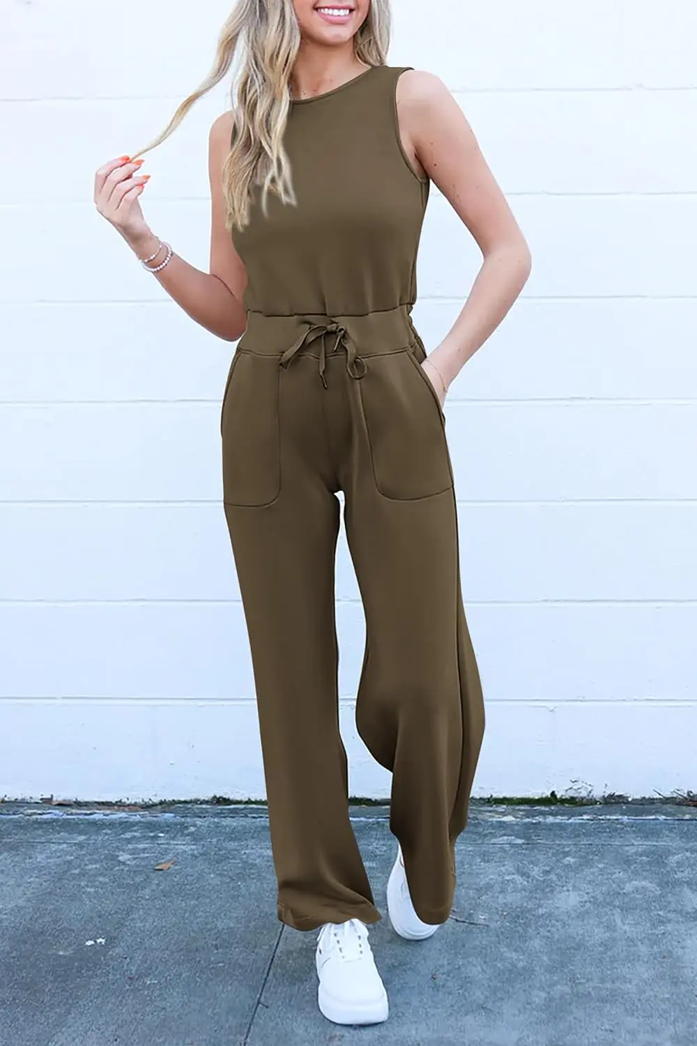 PRETTYGARDEN Womens Jumpsuits Summer Casual One Piece Outfits Sleeveless Wide Leg Long Pants Rompers - Image 7