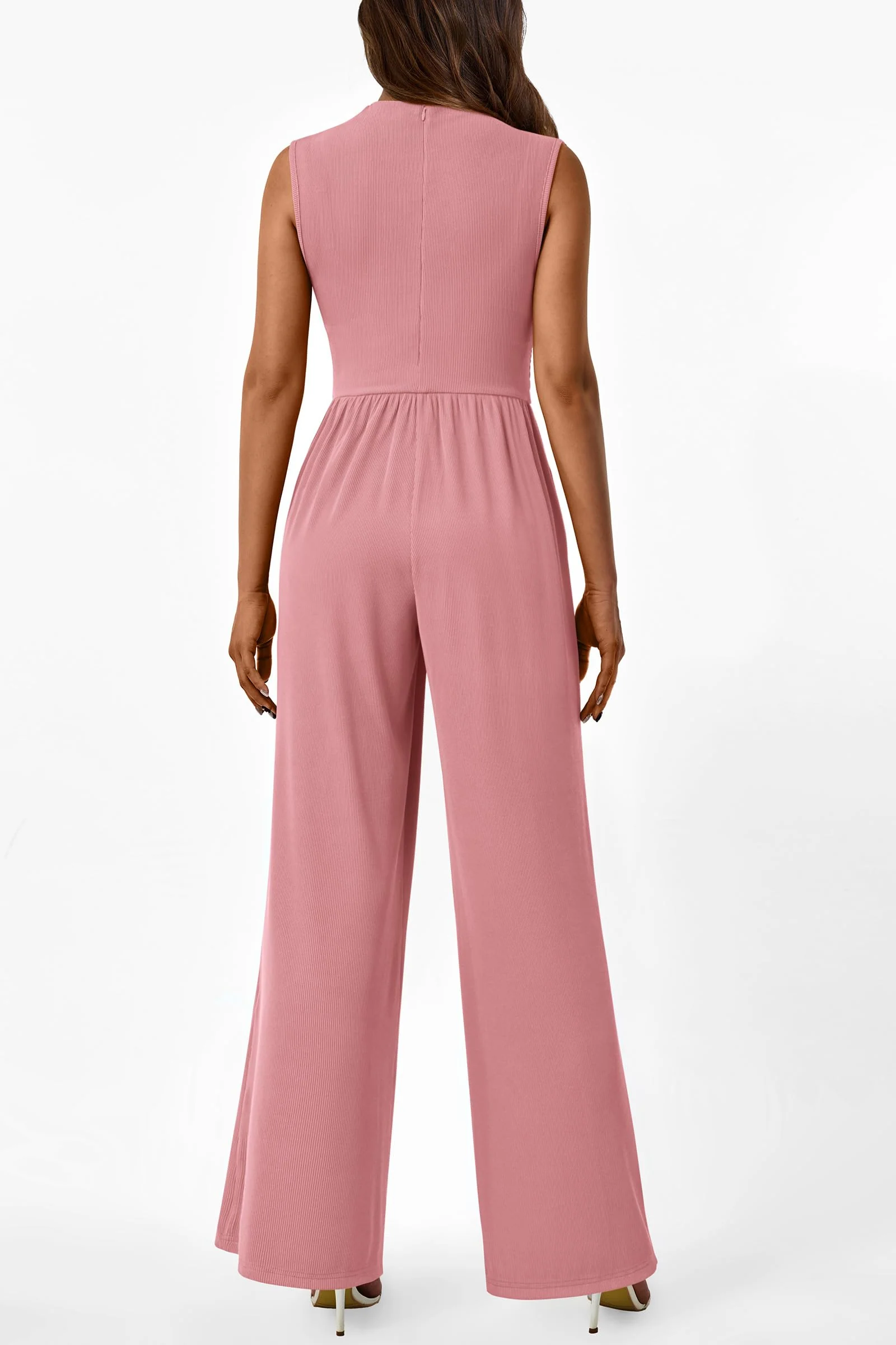 PRETTYGARDEN Womens Summer Jumpsuits Dressy Casual One Piece Outfits Sleeveless Mock Neck Wide Leg Pants Rompers with Pockets - Image 143