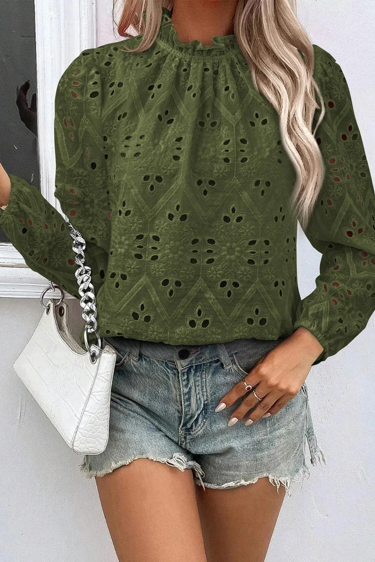 PRETTYGARDEN Womens Tops Dressy Casual Spring Long Sleeve Shirts Embroidered Eyelet Blouses Going Out Outfits - Image 30