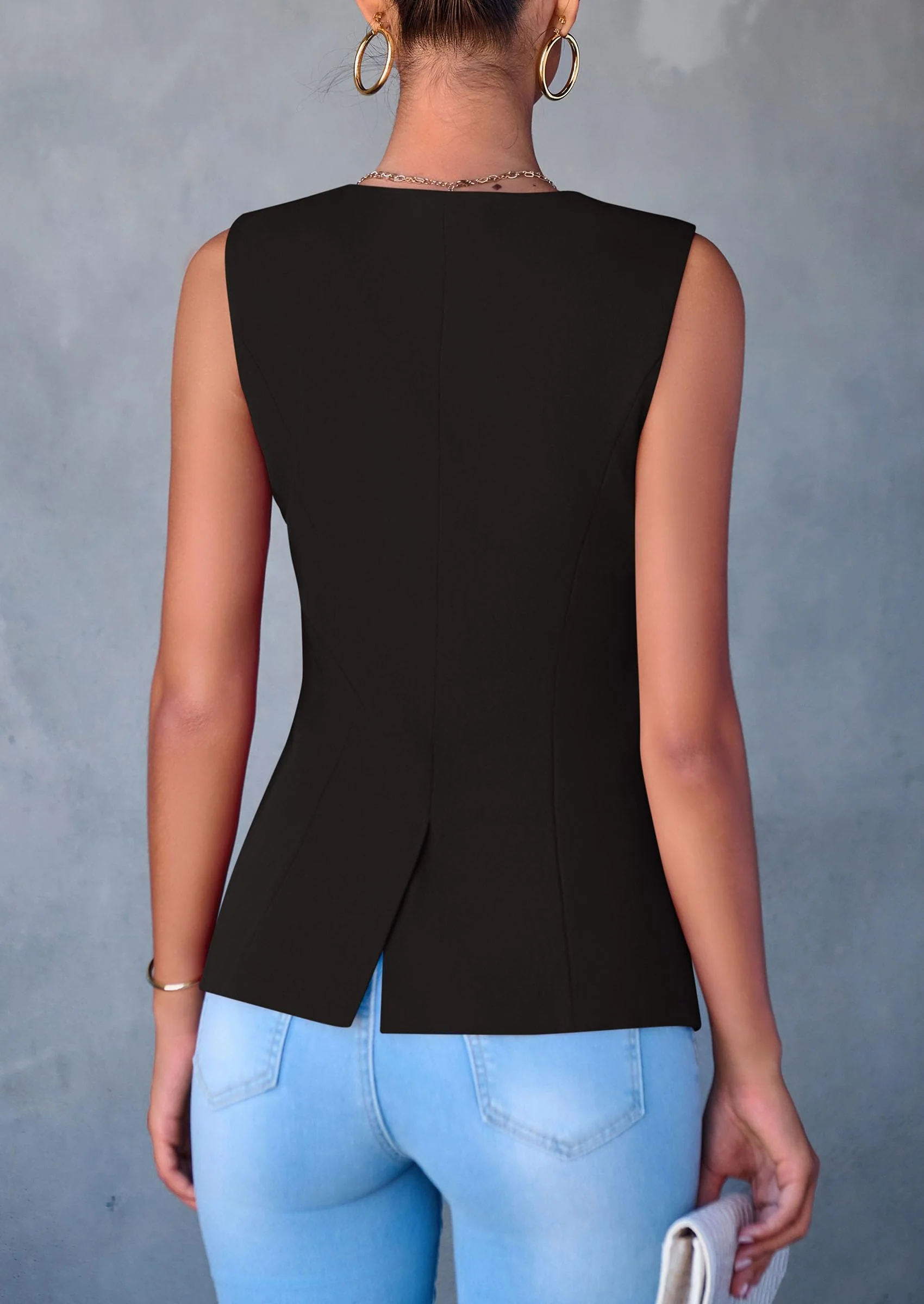 PRETTYGARDEN Women's Suit Vest Tops Summer Dressy Casual Business Button Sleeveless Trendy Fashion Blazer Waistcoat - Image 11