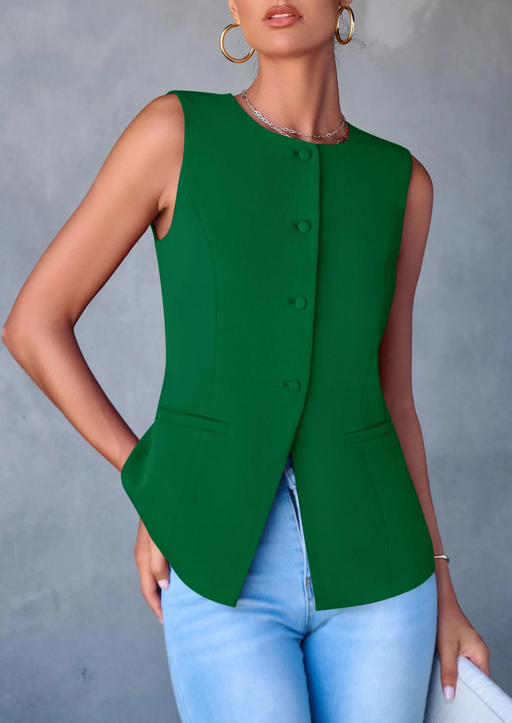 PRETTYGARDEN Women's Suit Vest Tops Summer Dressy Casual Business Button Sleeveless Trendy Fashion Blazer Waistcoat - Image 20