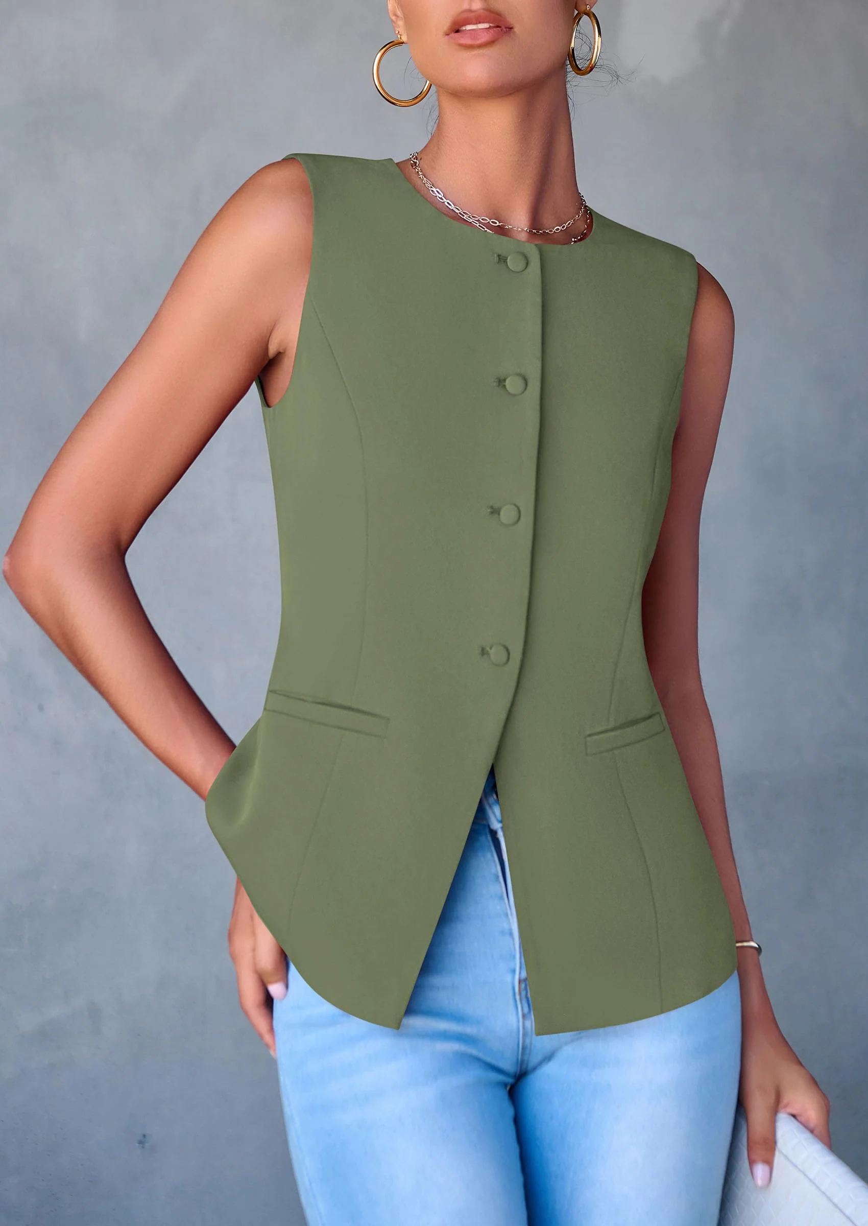 PRETTYGARDEN Women's Suit Vest Tops Summer Dressy Casual Business Button Sleeveless Trendy Fashion Blazer Waistcoat - Image 28