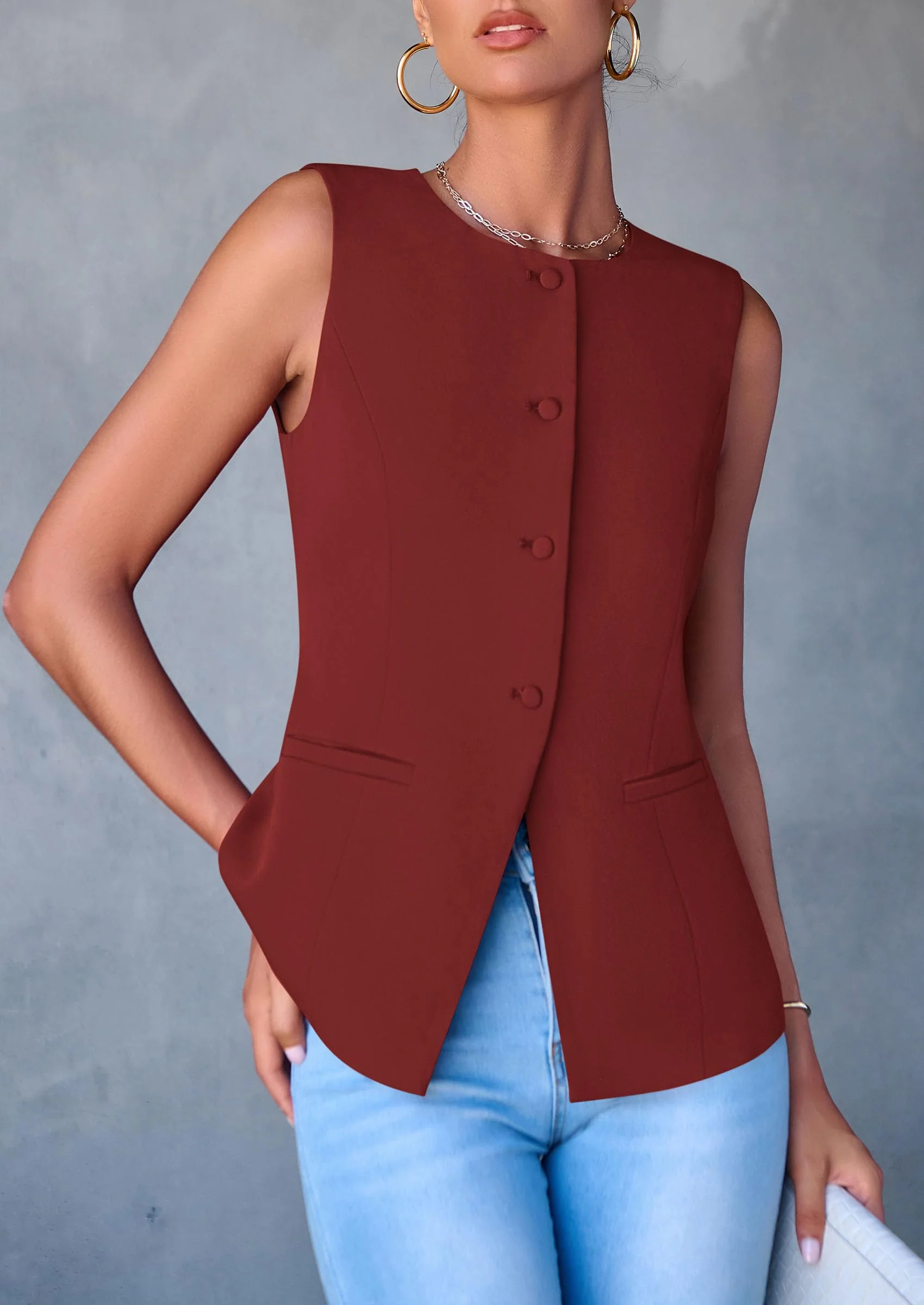 PRETTYGARDEN Women's Suit Vest Tops Summer Dressy Casual Business Button Sleeveless Trendy Fashion Blazer Waistcoat - Image 36