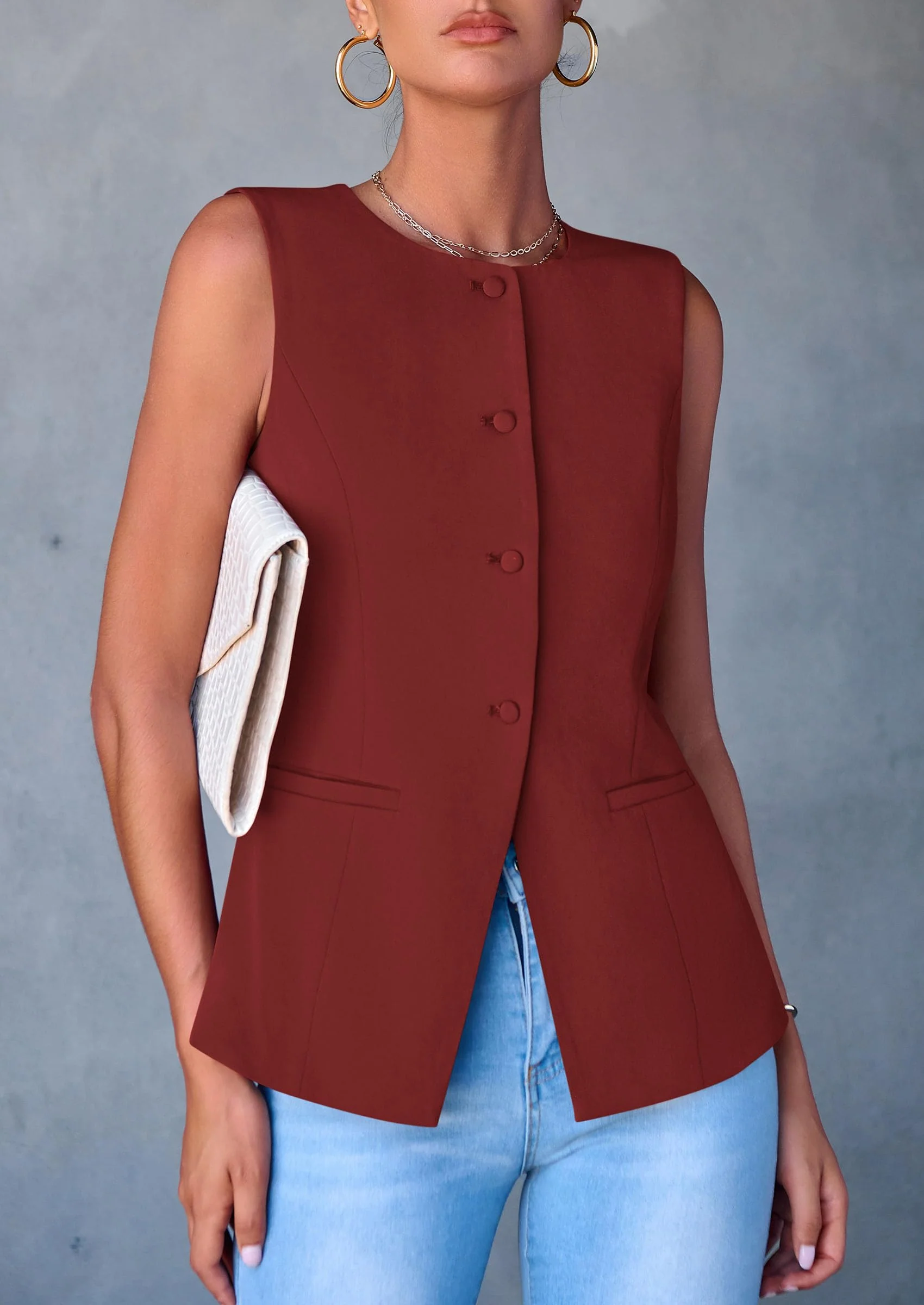 PRETTYGARDEN Women's Suit Vest Tops Summer Dressy Casual Business Button Sleeveless Trendy Fashion Blazer Waistcoat - Image 37