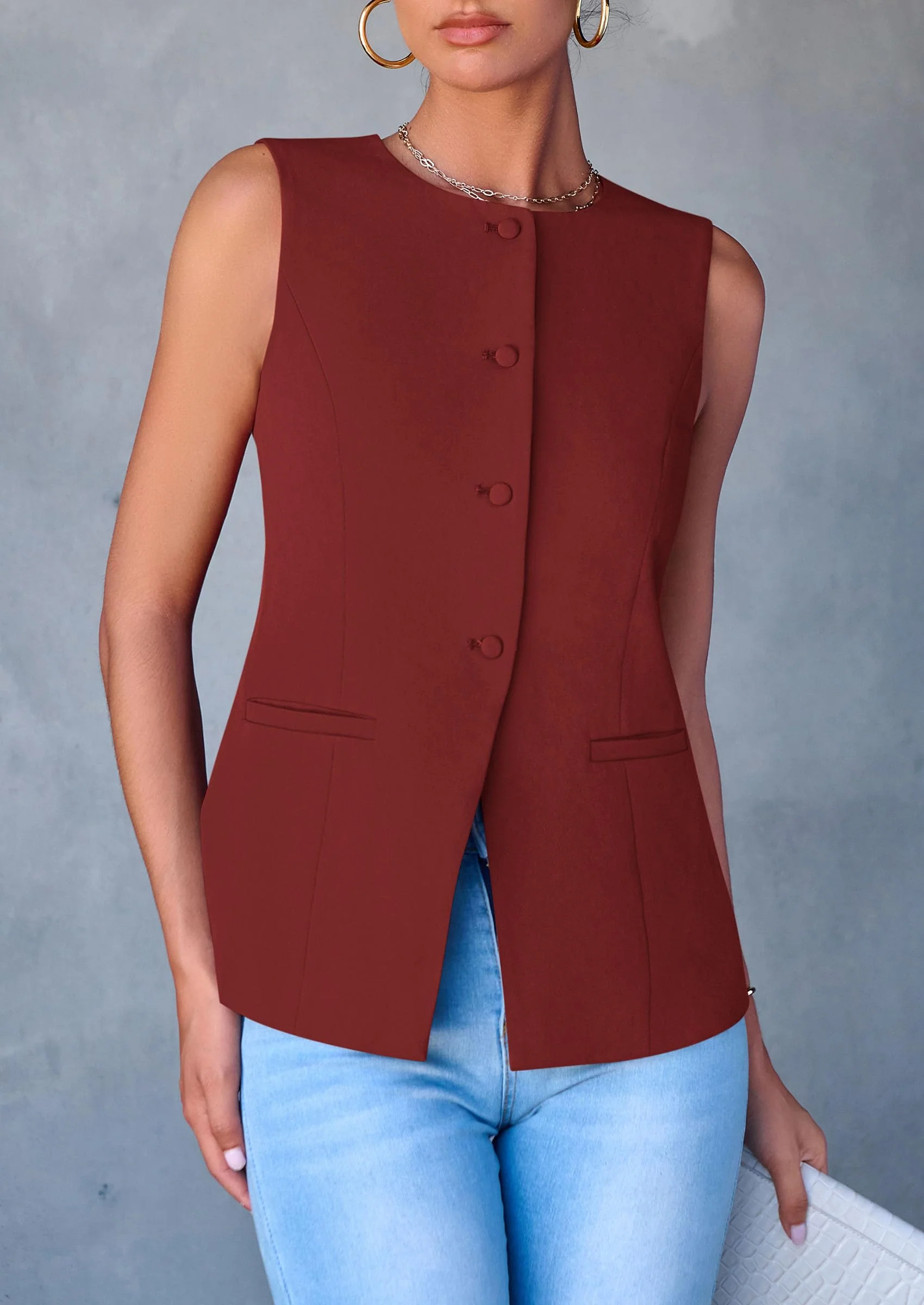PRETTYGARDEN Women's Suit Vest Tops Summer Dressy Casual Business Button Sleeveless Trendy Fashion Blazer Waistcoat - Image 40