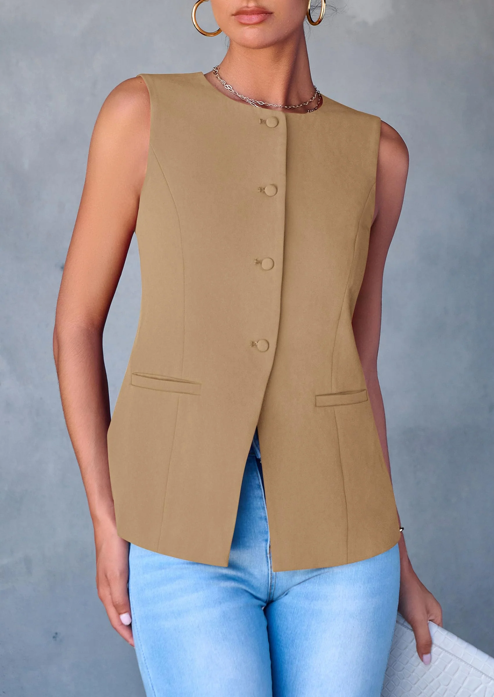 PRETTYGARDEN Women's Suit Vest Tops Summer Dressy Casual Business Button Sleeveless Trendy Fashion Blazer Waistcoat - Image 48