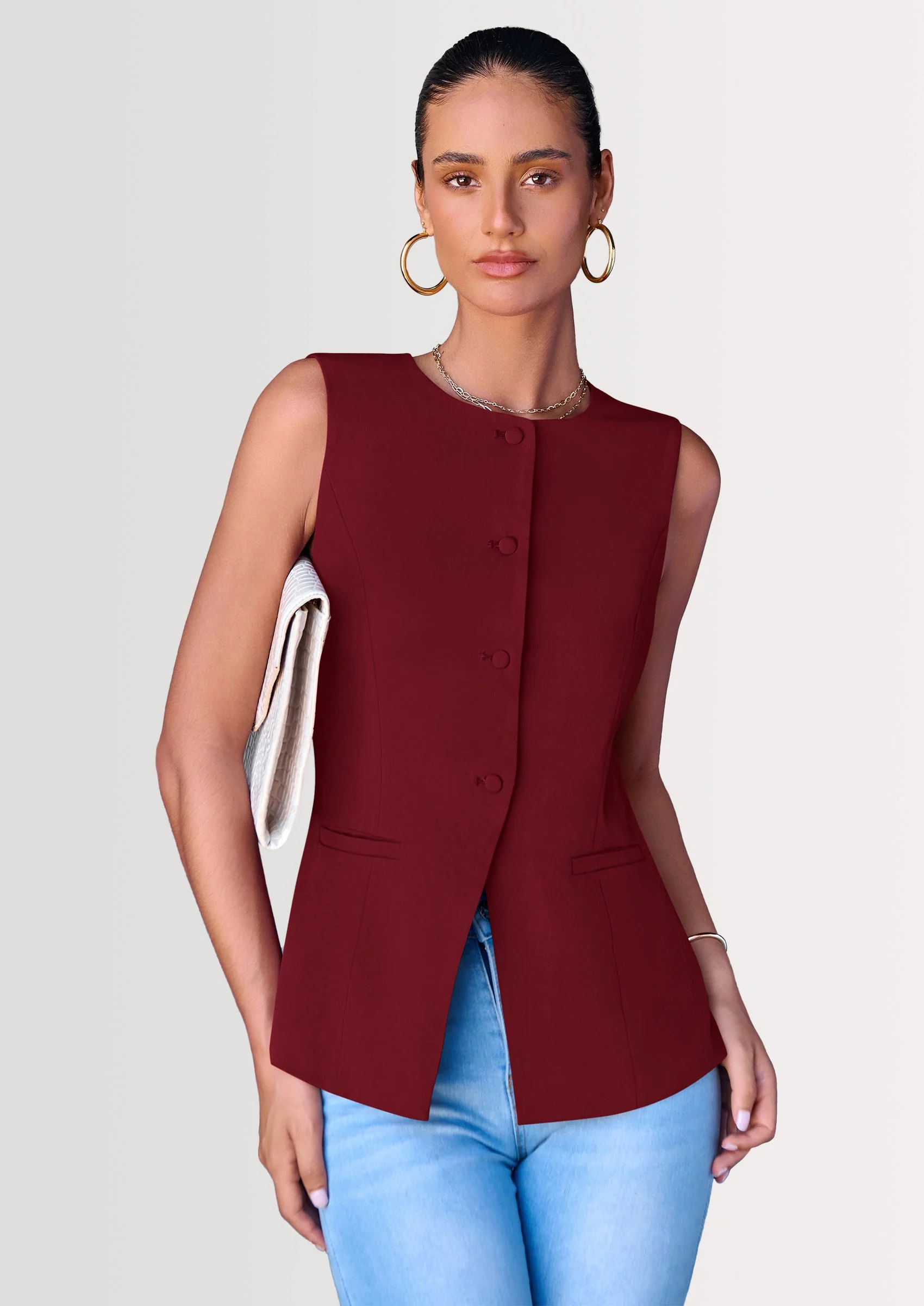 PRETTYGARDEN Women's Suit Vest Tops Summer Dressy Casual Business Button Sleeveless Trendy Fashion Blazer Waistcoat - Image 50